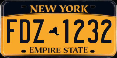 NY license plate FDZ1232