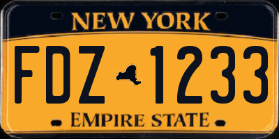 NY license plate FDZ1233