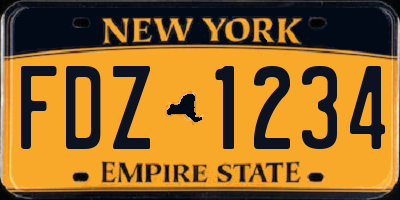 NY license plate FDZ1234