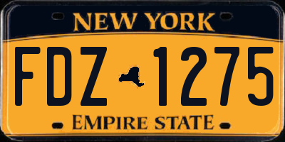 NY license plate FDZ1275
