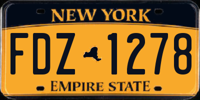 NY license plate FDZ1278