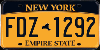 NY license plate FDZ1292
