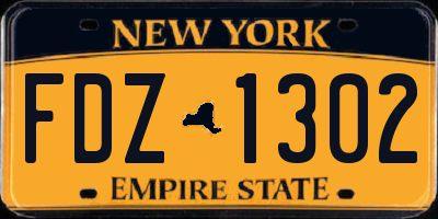 NY license plate FDZ1302