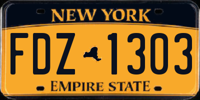 NY license plate FDZ1303
