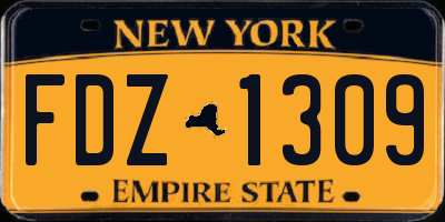 NY license plate FDZ1309