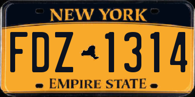 NY license plate FDZ1314