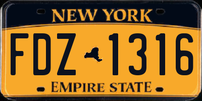 NY license plate FDZ1316
