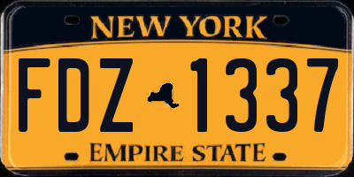 NY license plate FDZ1337
