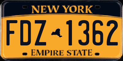 NY license plate FDZ1362