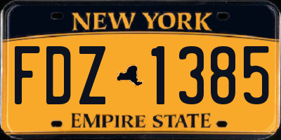 NY license plate FDZ1385