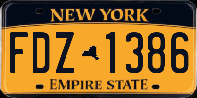 NY license plate FDZ1386