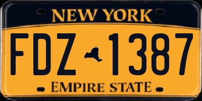 NY license plate FDZ1387