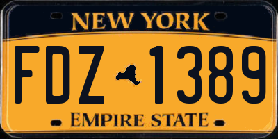 NY license plate FDZ1389