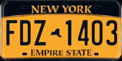 NY license plate FDZ1403