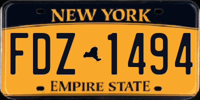 NY license plate FDZ1494