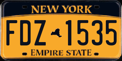 NY license plate FDZ1535