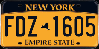 NY license plate FDZ1605