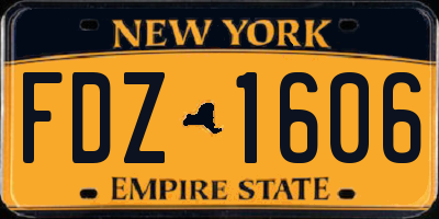 NY license plate FDZ1606