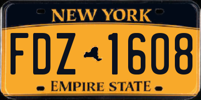 NY license plate FDZ1608