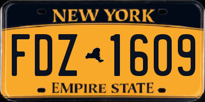 NY license plate FDZ1609