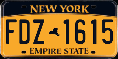 NY license plate FDZ1615