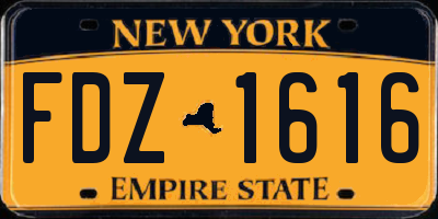 NY license plate FDZ1616
