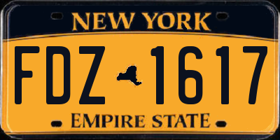 NY license plate FDZ1617