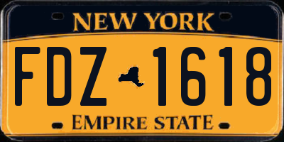 NY license plate FDZ1618