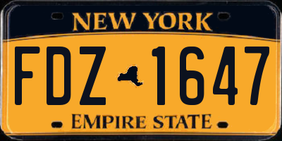 NY license plate FDZ1647