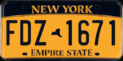 NY license plate FDZ1671