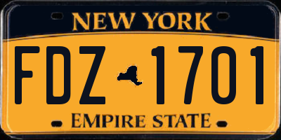 NY license plate FDZ1701