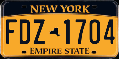 NY license plate FDZ1704