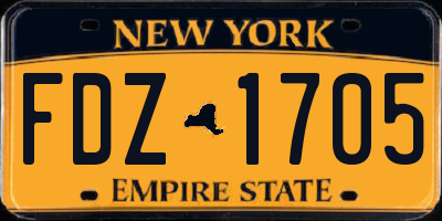 NY license plate FDZ1705