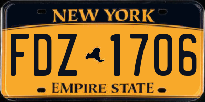 NY license plate FDZ1706