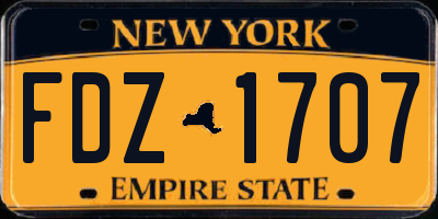 NY license plate FDZ1707