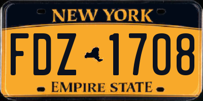 NY license plate FDZ1708
