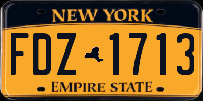 NY license plate FDZ1713
