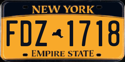 NY license plate FDZ1718