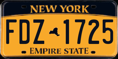 NY license plate FDZ1725