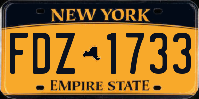 NY license plate FDZ1733