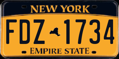NY license plate FDZ1734