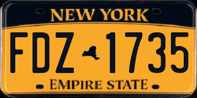 NY license plate FDZ1735