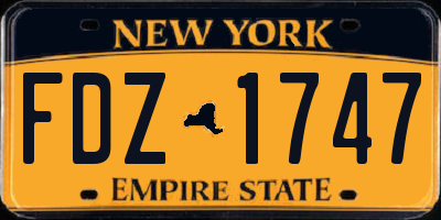 NY license plate FDZ1747