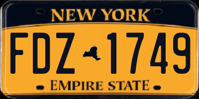 NY license plate FDZ1749