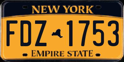 NY license plate FDZ1753