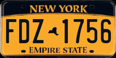 NY license plate FDZ1756