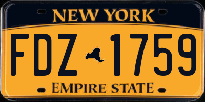 NY license plate FDZ1759