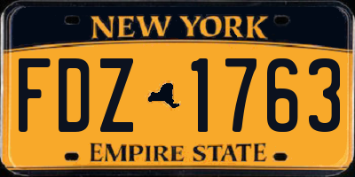 NY license plate FDZ1763