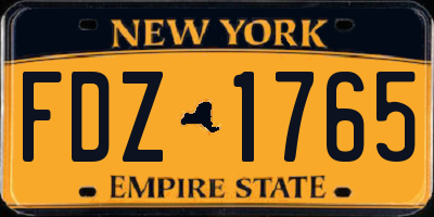 NY license plate FDZ1765