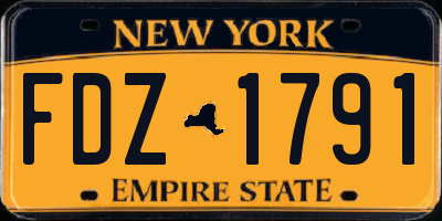 NY license plate FDZ1791